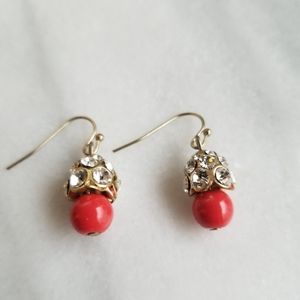 Red and crystal earrings
